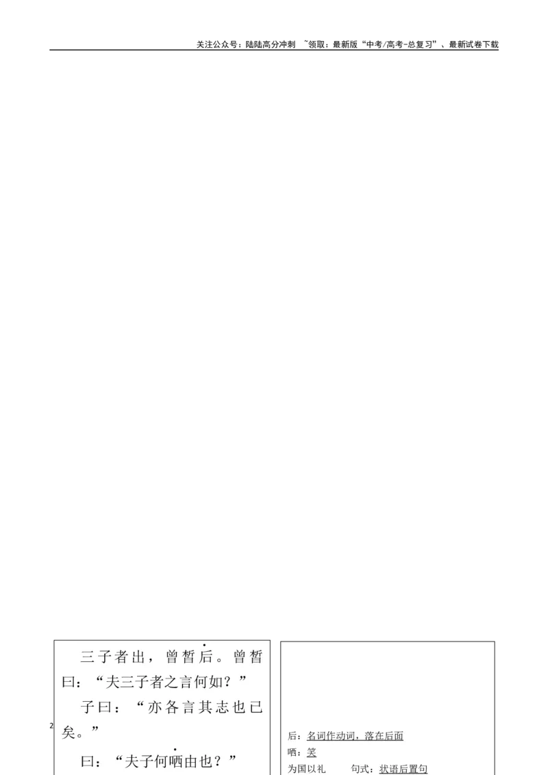 《必修下册背诵篇目之《子路、曾皙、冉有、公西华侍坐》（教师版）_专项复习_2025年_2025年高考语文古诗文必备篇目读写专练（全国通用）_资料_2-必修下册》第2页预览