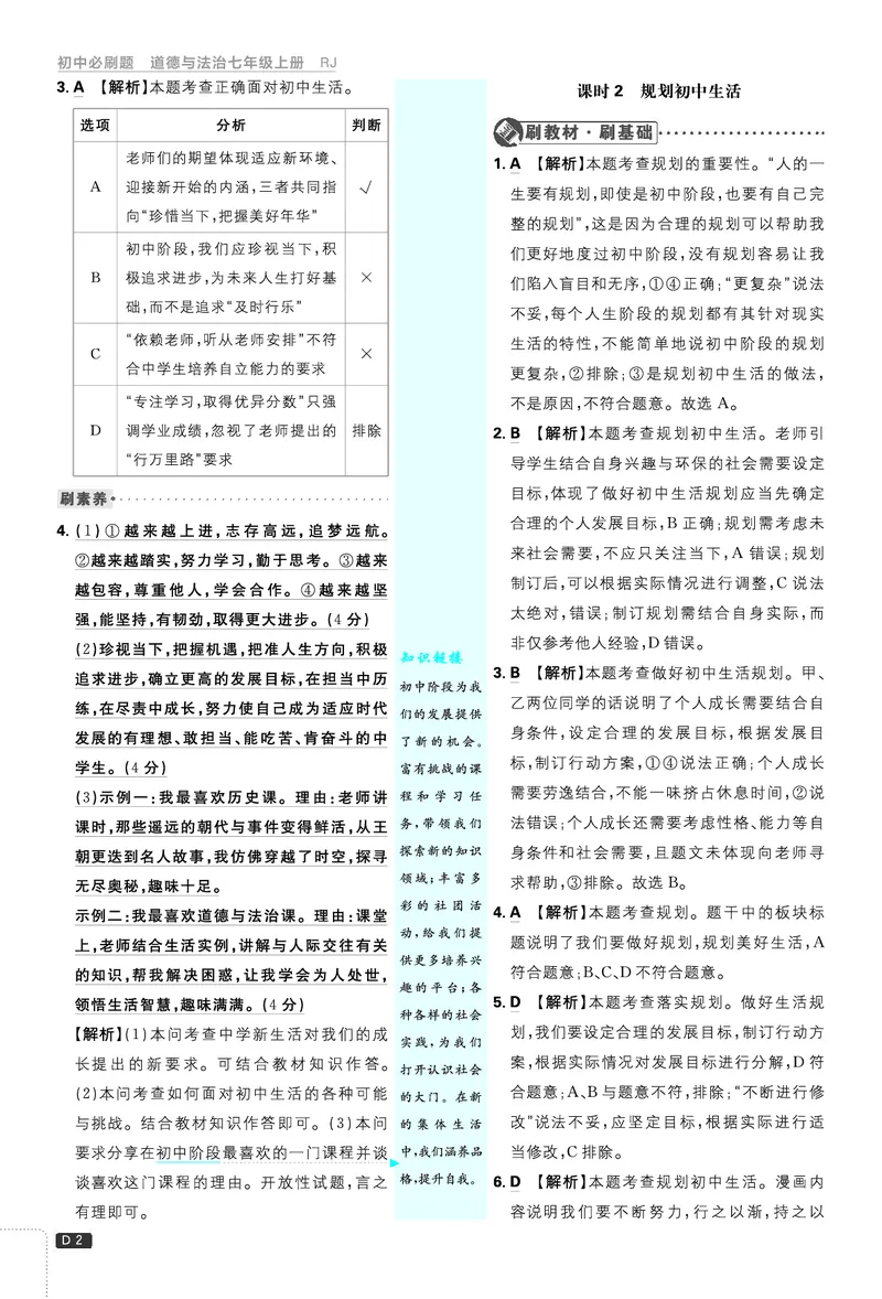 《2027《理想树•必刷题7上》道法答案_2027版初中《必刷题》7年级上册（道法）》第3页预览