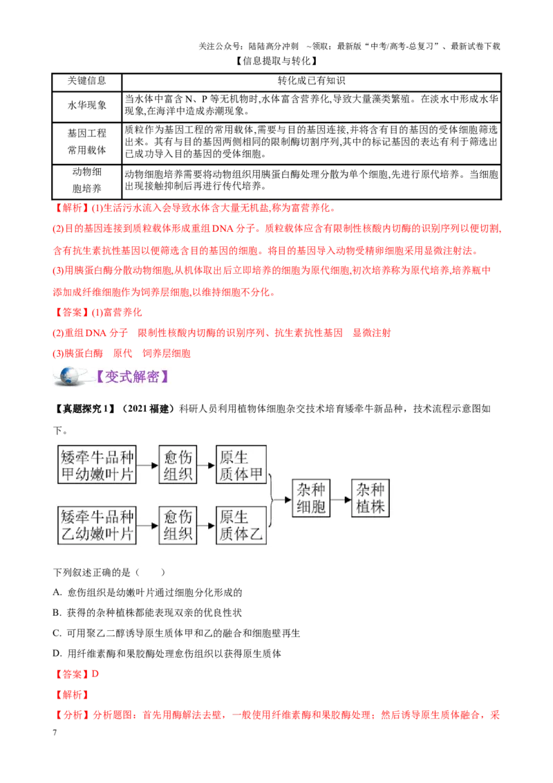 《解密23细胞工程（讲义)-高频考点解密2023年高考生物二轮复习讲义+分层训练（新教材）_06-生物-高考总复习_二轮复习_2024年_2024年新教材高考生物二轮复习讲义分层训练题考点_资料》第7页预览