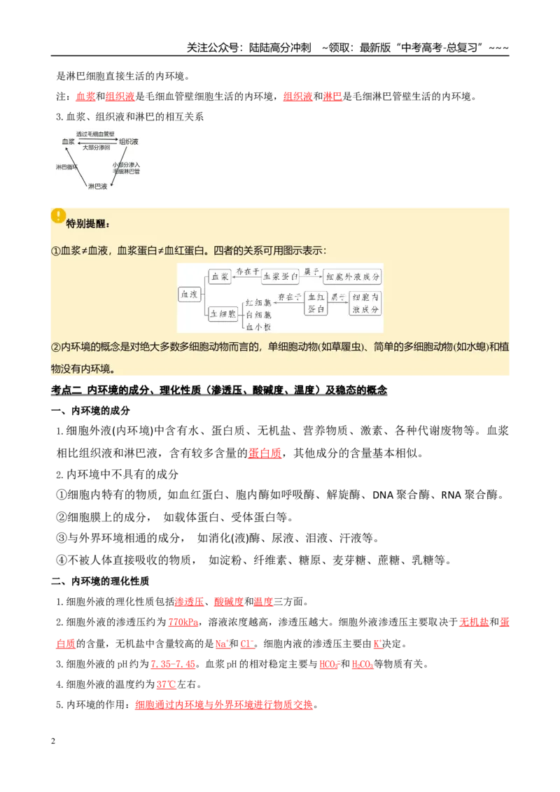 《抢分清单07动物体和人体生命活动的调节（13大考点+7大易错）（核心知识必背）_06-生物-高考总复习_专项复习_2026年-生物高考专项复习_2026年高考生物抢分秘籍（新高考专用）-G221_2026版》第2页预览