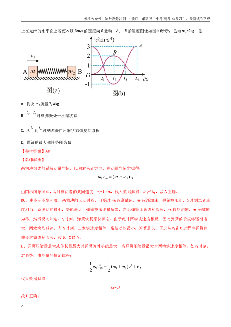 《模型1弹簧模型（教师版）-动量守恒的十种模型解读和针对性训练_04-物理-高考总复习_专项复习_2025年_2025年高考物理动量守恒的十种模型解读和针对性训练》第7页预览