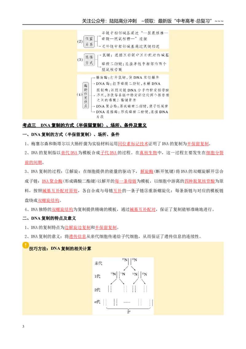 《抢分清单06遗传的分子基础、变异和进化（16大考点+7大易错）（核心知识必背）_06-生物-高考总复习_专项复习_2026年-生物高考专项复习_2026年高考生物抢分秘籍（新高考专用）-G221_2026版》第3页预览