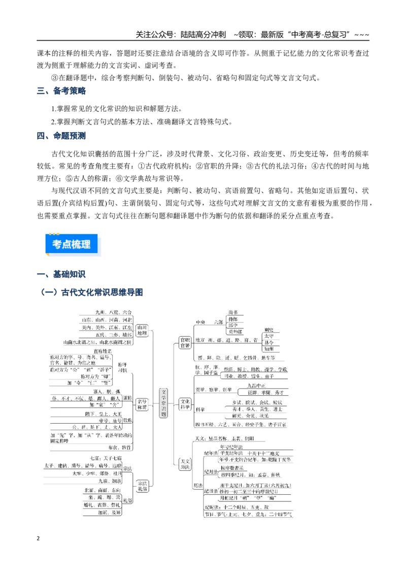 《核心考点02文化常识、句式（讲义）（全国通用）（学生版）_一轮复习_2026年-语文一轮复习_2026年高考语文一轮复习考点精讲精练（新高考通用）-G58_2026版》第2页预览