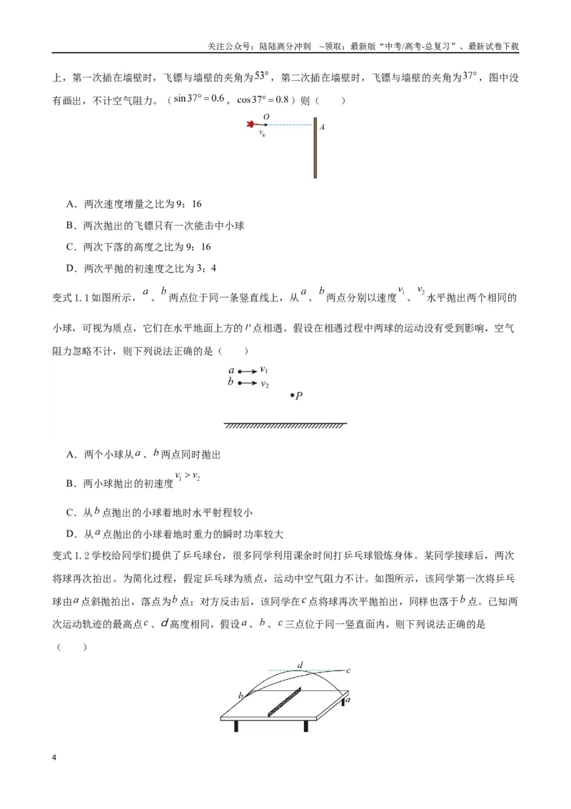 《模型08、平抛模型（原卷版）_04-物理-高考总复习_专项复习_2024年_2024年高考物理答题技巧与模板构建》第4页预览
