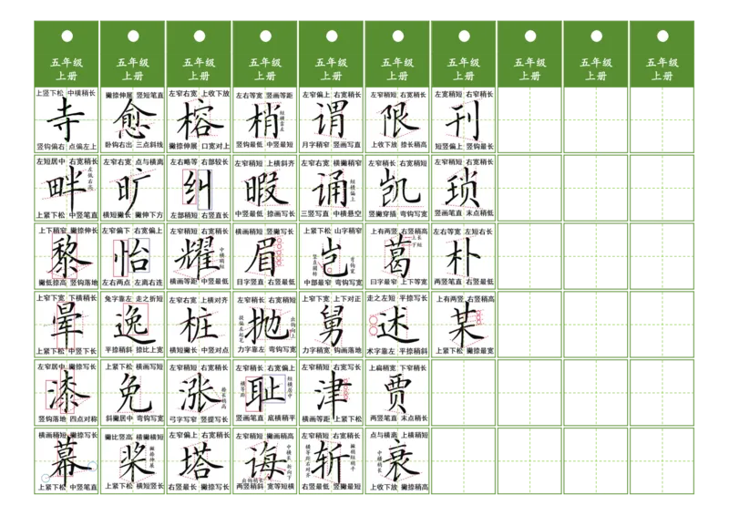 《五年级同步精讲字卡(共7页)_2025秋小学语数英热门学习资料合集》第4页预览