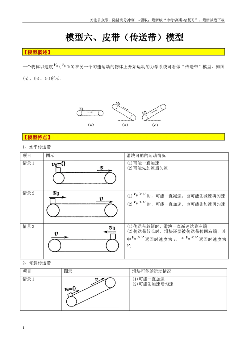 《模型06、皮带（传送带）模型（解析版）_04-物理-高考总复习_专项复习_2024年_2024年高考物理答题技巧与模板构建》第1页预览