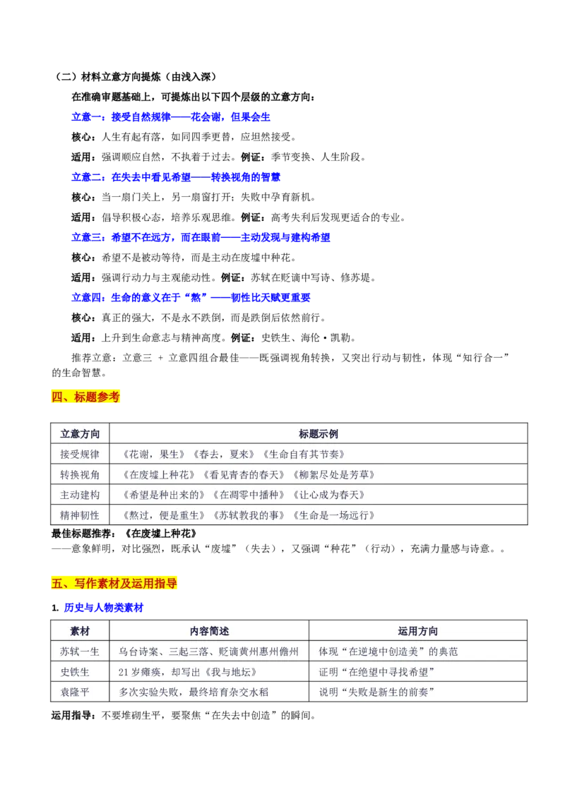 《河南省年级金太阳第二次联考“花褪残红青杏小：在废墟上种花——新生的希望”_专项复习_2026年-语文专项复习_582026年高考语文各地名校模考卷作文导写》第3页预览