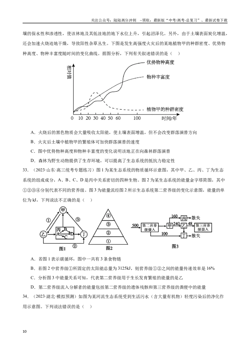 《必刷10生态系统及其稳定性（共80题）（原卷版）_06-生物-高考总复习_专项复习_2024年_2024年新高考生物总复习高频考点必刷800题新教材_资料》第10页预览