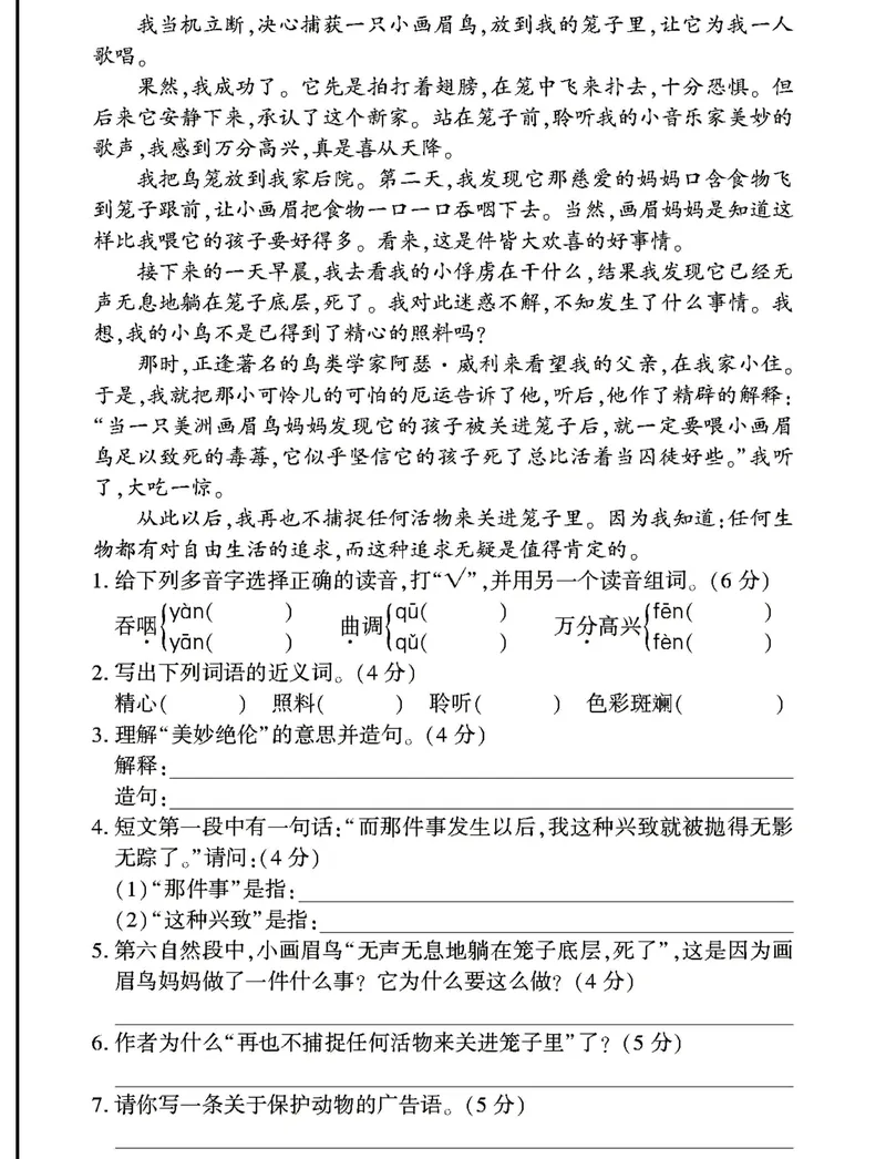 《2023新出！五年级下册《字词句+阅读》重点突破卷，囊括所有考点_5年级下册同步教辅_5下语文_五下语文句子+词语》第7页预览