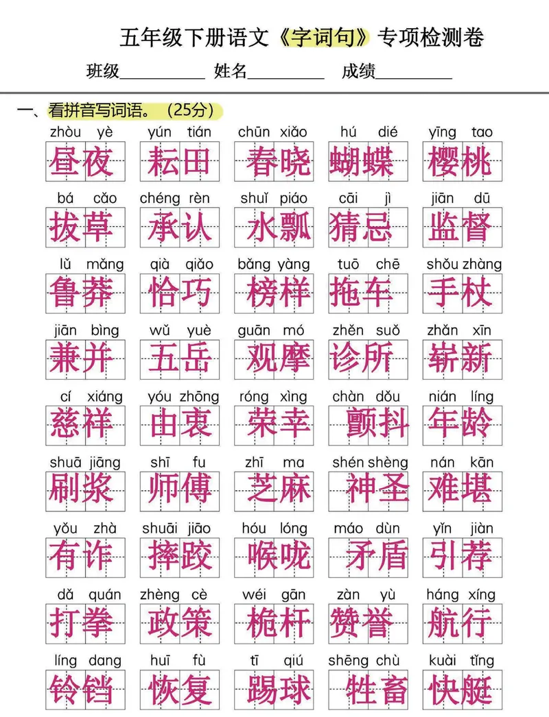 《2023新出！五年级下册《字词句+阅读》重点突破卷，囊括所有考点_5年级下册同步教辅_5下语文_五下语文句子+词语》第9页预览