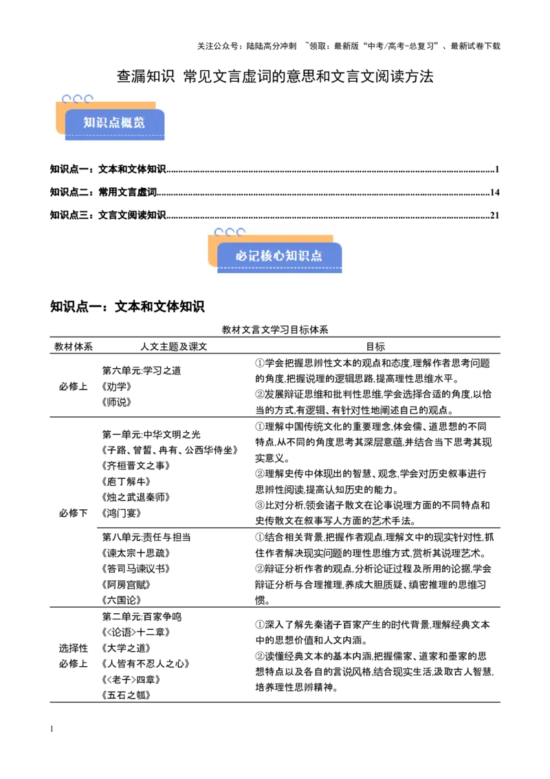 《查漏知识常见文言虚词的意思和文言文阅读方法-_专项复习_2025年_2025年高考语文抢押秘籍（黑吉辽蒙专用）》第1页预览