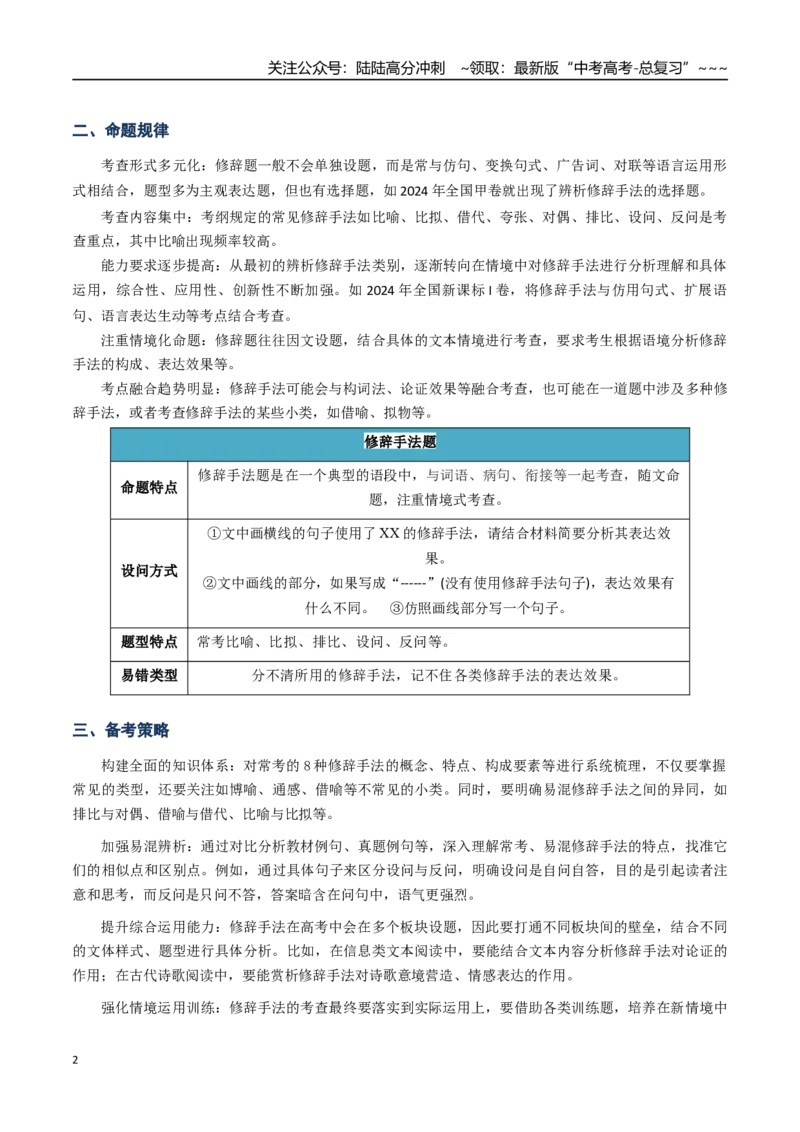 《核心考点07修辞手法的构成、效果和运用（讲义）（全国通用）（学生版）_一轮复习_2026年-语文一轮复习_2026年高考语文一轮复习考点精讲精练（新高考通用）-G58_2026版》第2页预览