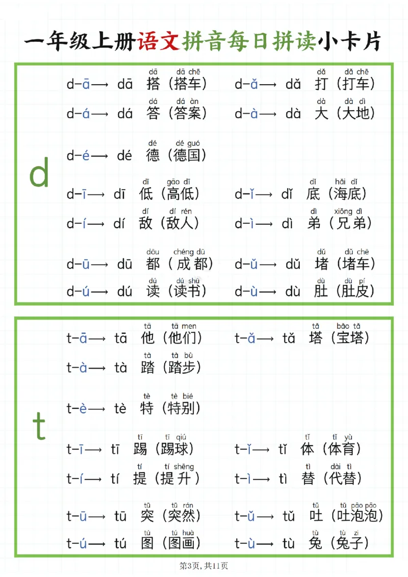 《2024新版一年级上册语文拼音每日拼读__1年级上册同步教辅_1上语文_一上语文-拼音练习》第3页预览