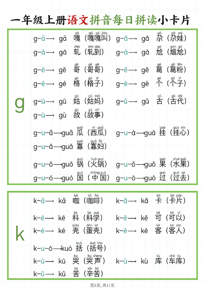 《2024新版一年级上册语文拼音每日拼读__1年级上册同步教辅_1上语文_一上语文-拼音练习》第5页预览