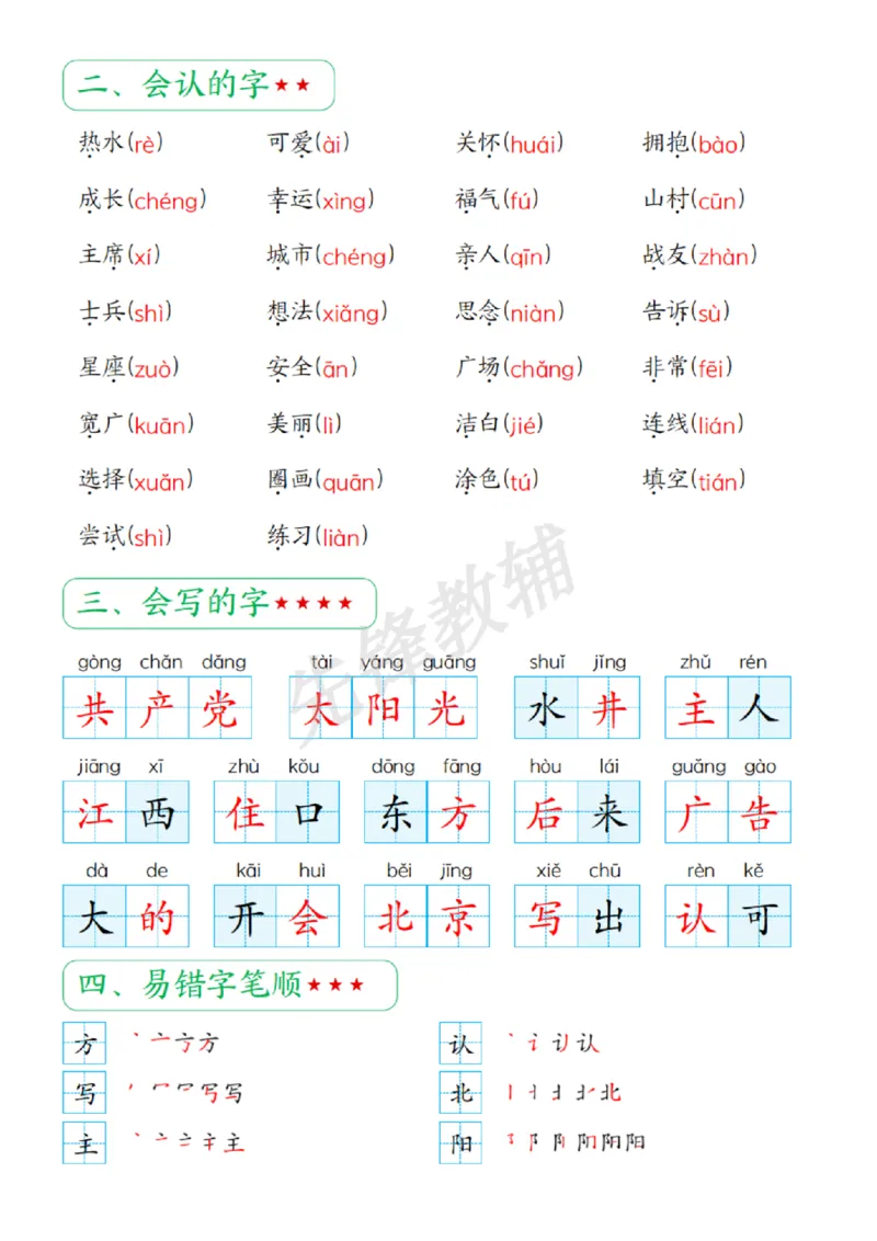 《2025新一下语文单元复习知识点归纳（1-8单元）_扫描版_1年级下册同步教辅_1下-语文_一下语文-知识点汇总》第5页预览