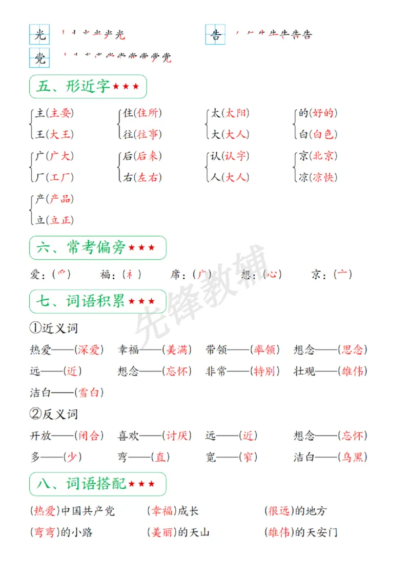 《2025新一下语文单元复习知识点归纳（1-8单元）_扫描版_1年级下册同步教辅_1下-语文_一下语文-知识点汇总》第6页预览
