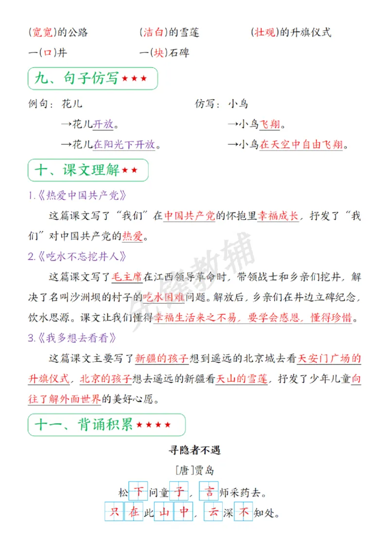 《2025新一下语文单元复习知识点归纳（1-8单元）_扫描版_1年级下册同步教辅_1下-语文_一下语文-知识点汇总》第7页预览