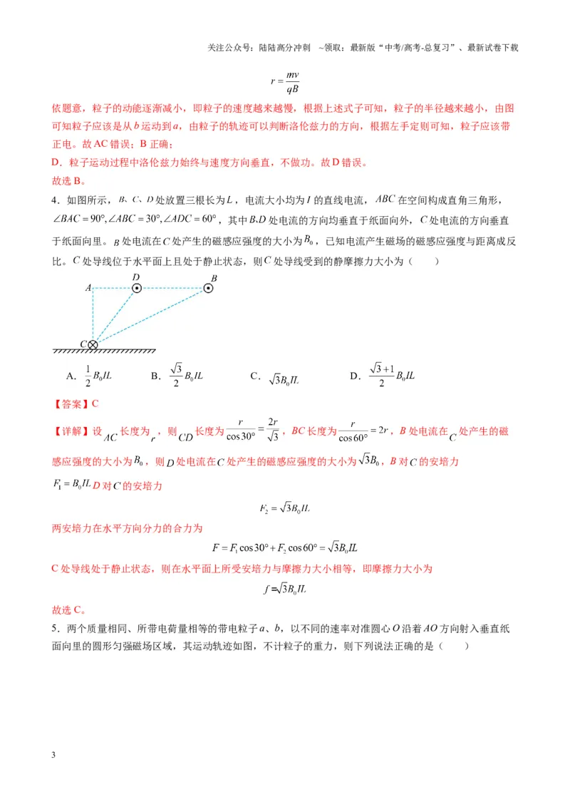 《测试11（教师版）_04-物理-高考总复习_一轮复习_2025年_2025年高考物理一轮复习讲义+练习+课件（新教材新高考）_第十一章磁场》第3页预览
