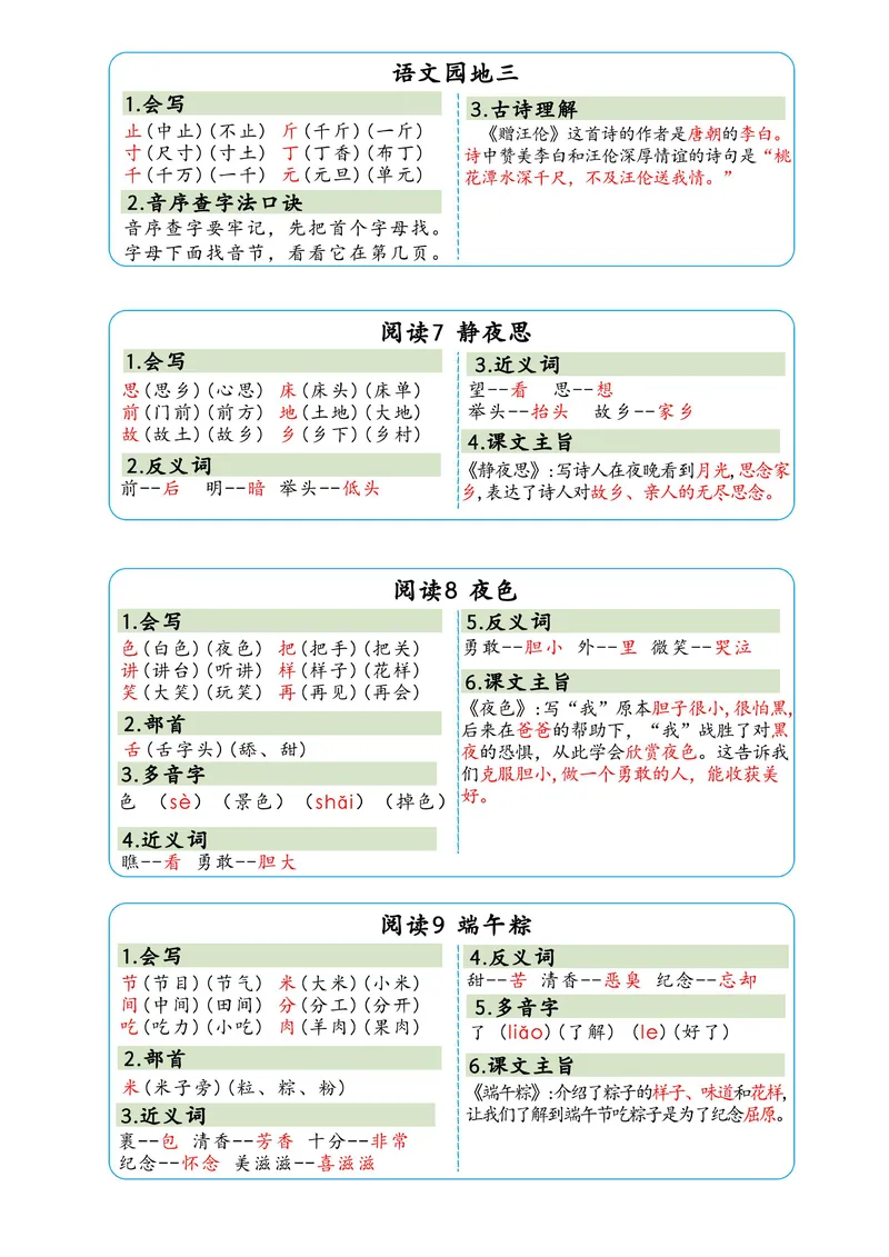 《107新版一下语文一课一贴彩色课课贴（含语文园地）(1)_1年级下册同步教辅_1下-语文_一下语文-生字+字帖》第4页预览