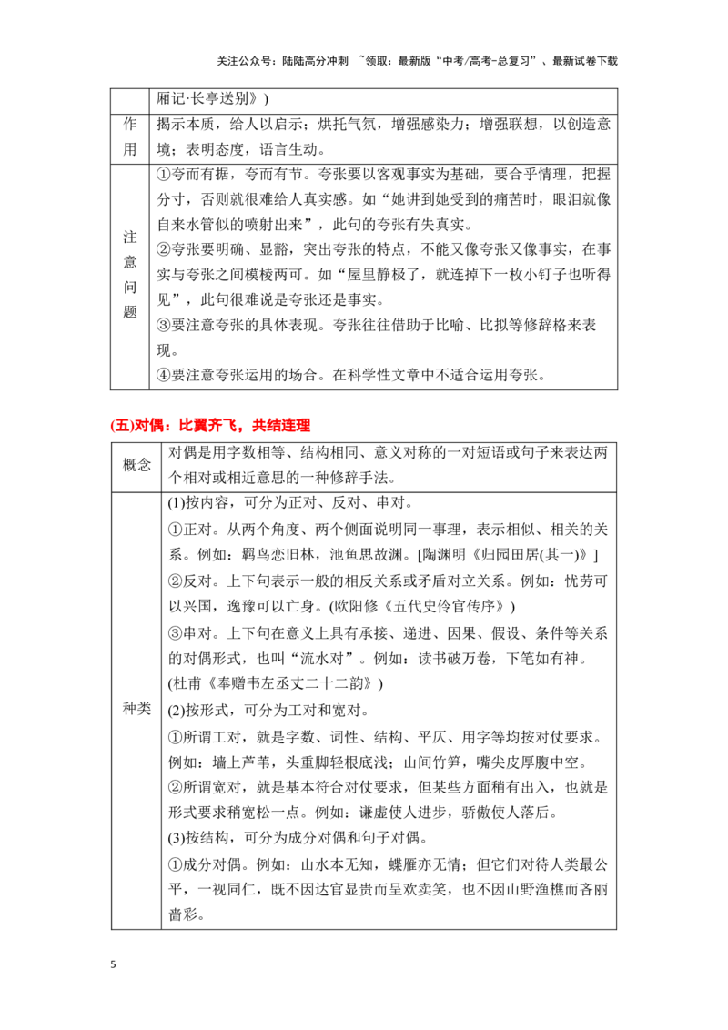 《新高考语文一轮复习语言文字应用专题十二：赏析常考修辞手法（学生版）_一轮复习_2025年_2025年高考语文一轮复习一本通（全国通用）_资料》第5页预览