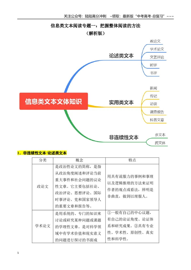 《新高考语文一轮复习信息类文本阅读专题一：把握整体阅读的方法（教师版）_一轮复习_2026年-语文一轮复习_2026年高考语文一轮复习信息阅读（全国通用）-G5_资料_2026版》第1页预览