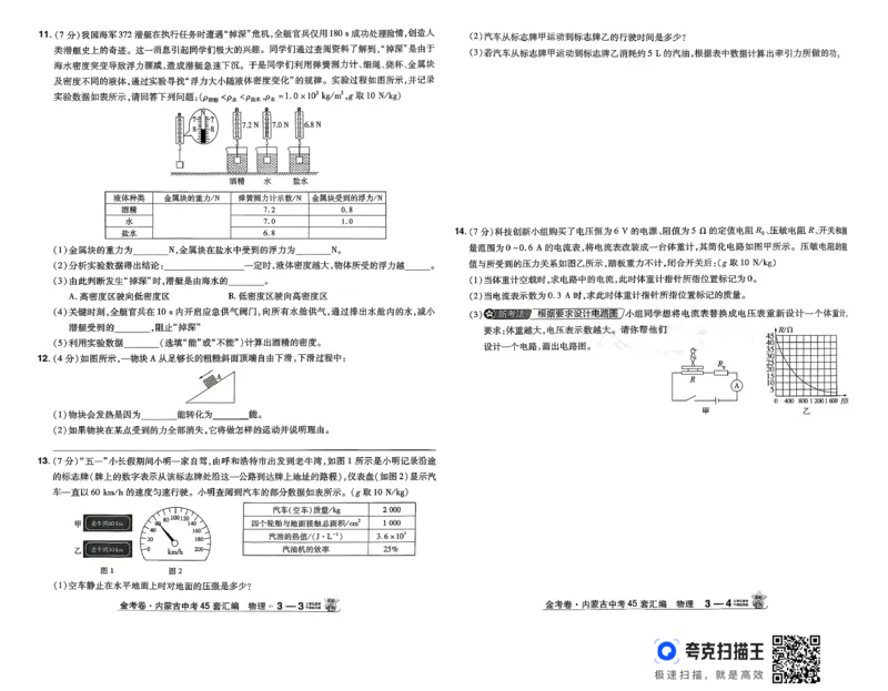 《金考卷—内蒙古中考45套汇编（物理）_12.2026年4月全国各地高考模拟卷_2026版初中金考卷•45套中考试卷汇编系列合集_26版内蒙古中考物理45套汇编》第9页预览
