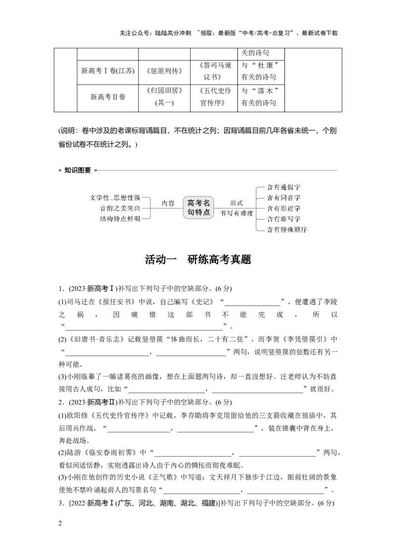 《板块七　学案65　掌握默写要点——选准句子，写对字形_一轮复习_2025年_2025年大一轮复习讲义人教版语文_资料_1-资料_大一轮复习讲义学生专用_全书_大一轮复习讲义_板块七　名篇名句默写》第2页预览