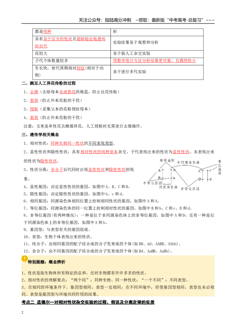 《抢分清单05遗传的基本规律和人类遗传病（7大考点+6大易错）（核心知识必背）_06-生物-高考总复习_专项复习_2026年-生物高考专项复习_2026年高考生物抢分秘籍（新高考专用）-G221_2026版》第2页预览