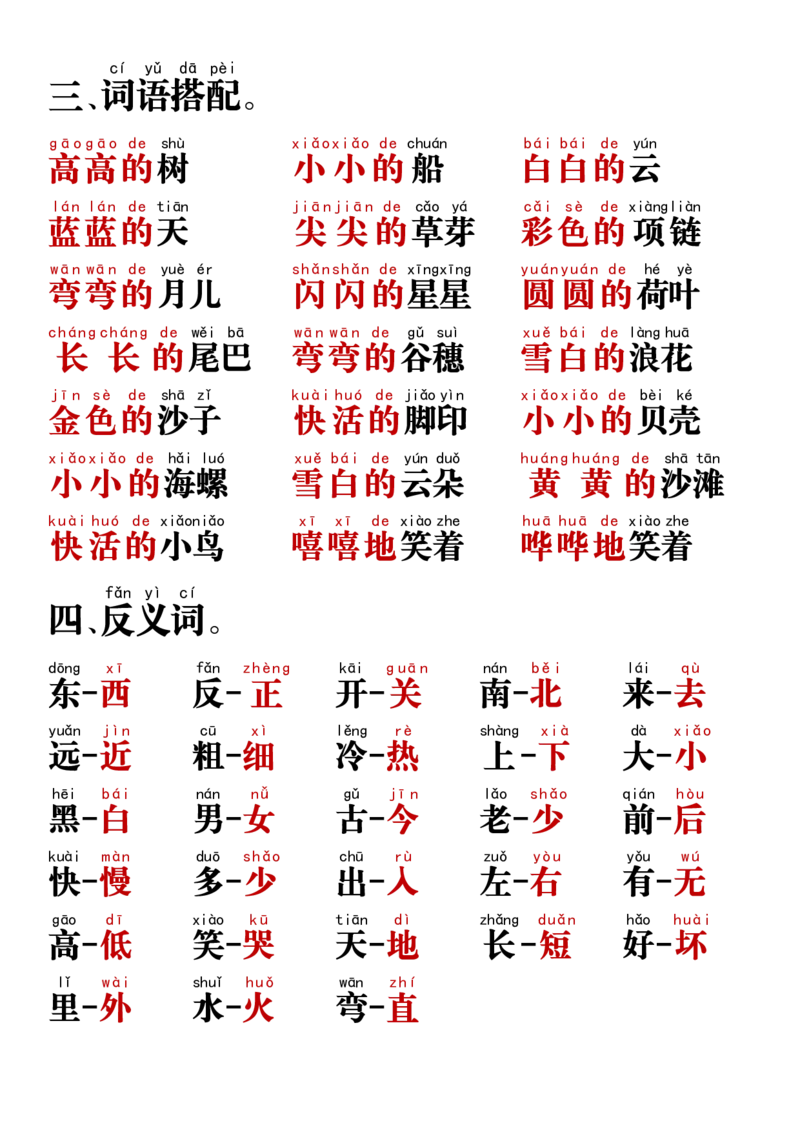 《11.15一年级语文上册重点易考词语积累_1年级上册同步教辅_1上语文_一上语文-重点必备资料》第3页预览