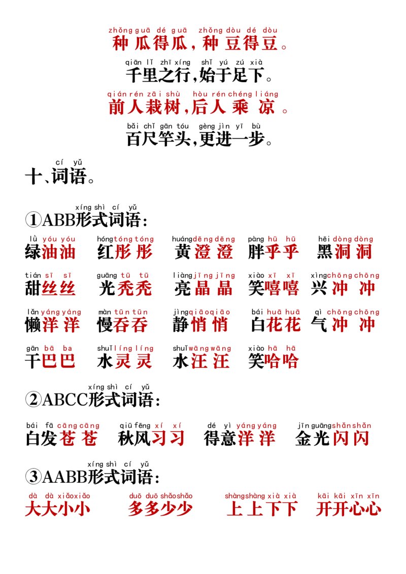 《11.15一年级语文上册重点易考词语积累_1年级上册同步教辅_1上语文_一上语文-重点必备资料》第8页预览