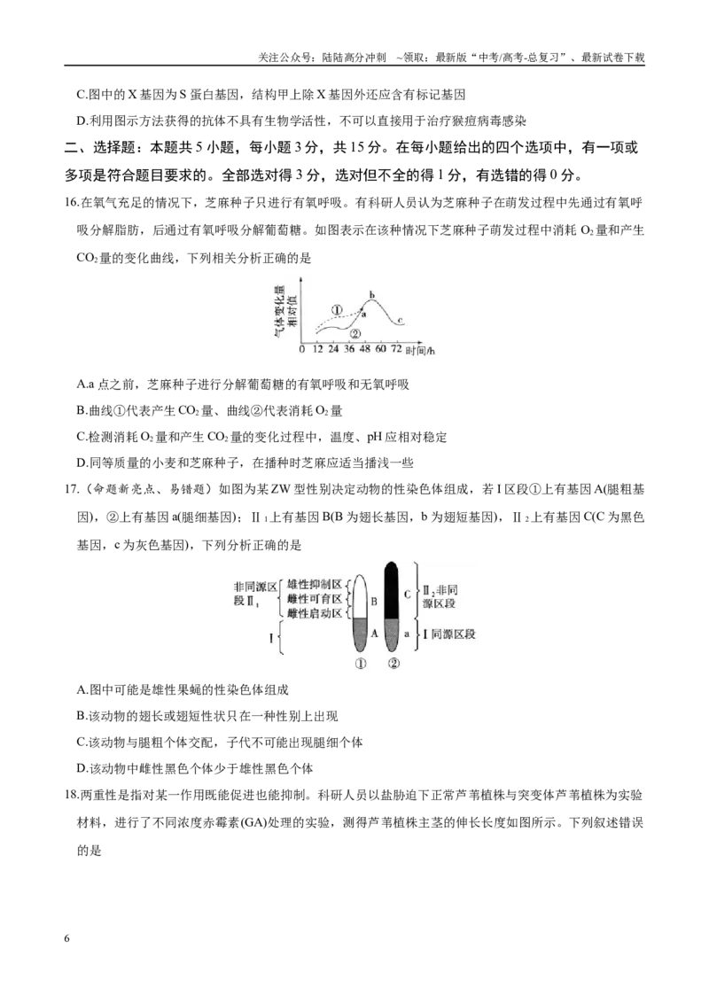 《模拟卷04（黑吉辽专用）（原卷版）_06-生物-高考总复习_专项复习_2025年_2025年高考生物模拟卷（黑吉辽专用）8套》第6页预览
