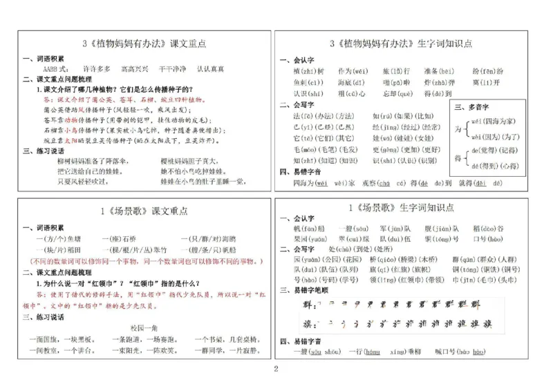 《2024秋二上语文新版课课贴_2年级上册同步教辅_2上-语文_二上语文-生字+字帖》第2页预览