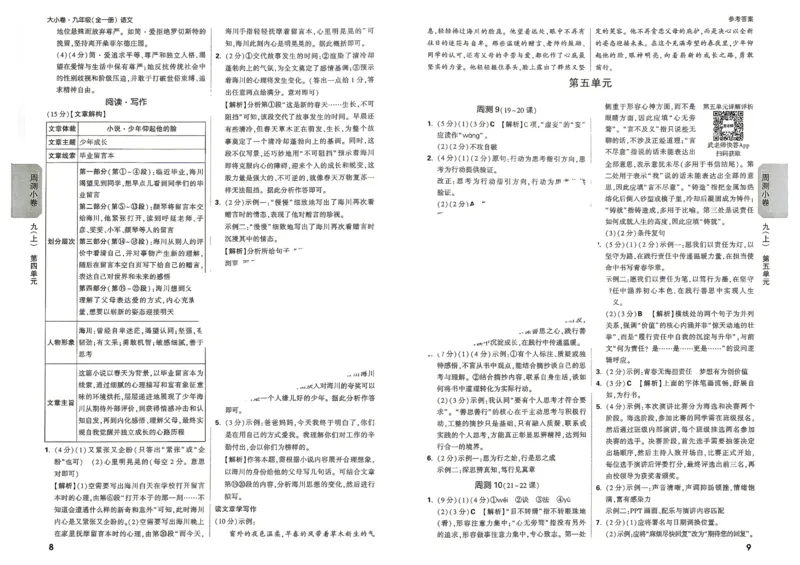 《2027《万唯中考•大小卷》语文9全参考答案_26秋小学初中各机构教辅大合集（一本、教材帮、阳光同学、王朝霞、实验班、小典中点、上分卷、白欧、课堂笔记等等）_26秋初中教辅资料》第6页预览
