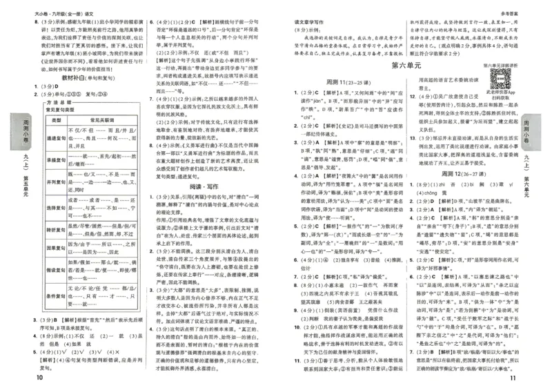 《2027《万唯中考•大小卷》语文9全参考答案_26秋小学初中各机构教辅大合集（一本、教材帮、阳光同学、王朝霞、实验班、小典中点、上分卷、白欧、课堂笔记等等）_26秋初中教辅资料》第7页预览