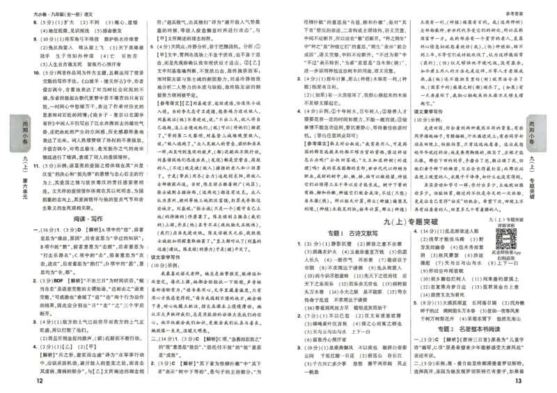 《2027《万唯中考•大小卷》语文9全参考答案_26秋小学初中各机构教辅大合集（一本、教材帮、阳光同学、王朝霞、实验班、小典中点、上分卷、白欧、课堂笔记等等）_26秋初中教辅资料》第8页预览