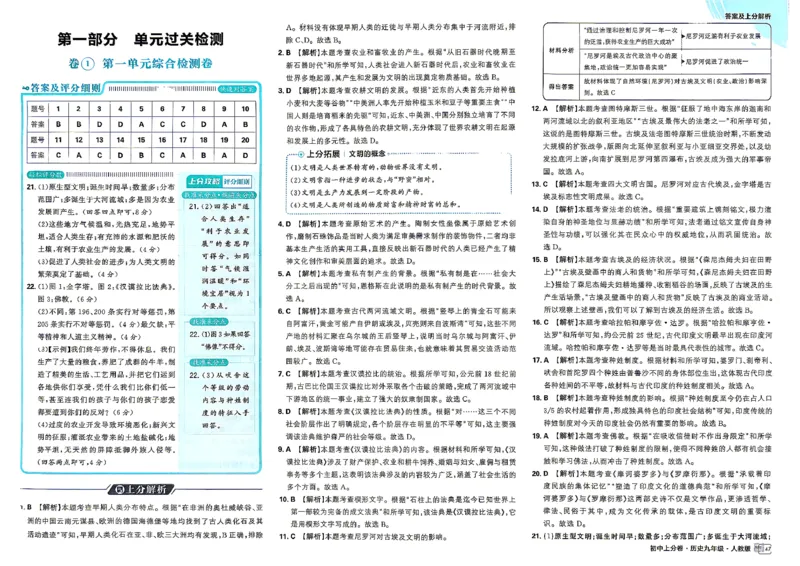 《答案及解析九全历史_2027版初中《必刷题上分卷》9年级全册（历史）（人教）》第3页预览