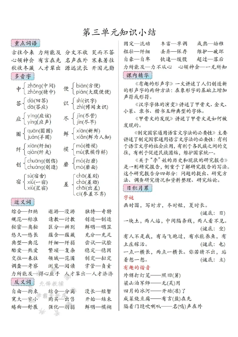 《2025五年级下册语文高频考点归纳汇总SY(1)_5年级下册同步教辅_5下语文_五下语文专项练习》第3页预览