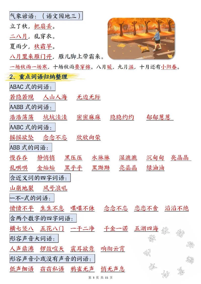 《24学年四年级上册语文期中总复习重点知识点归纳整理SY_4年级上册同步教辅_4上-语文_四上语文专项练习》第3页预览