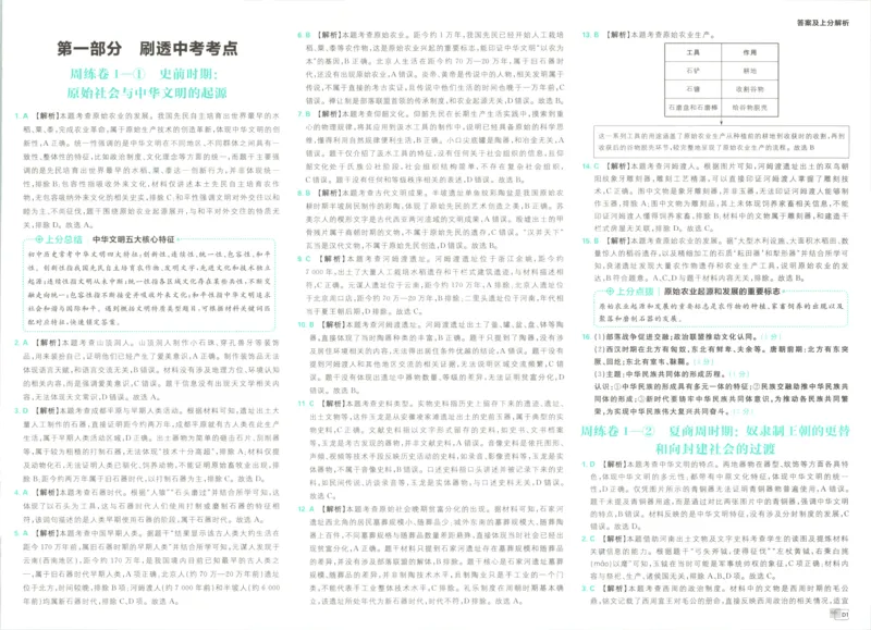 《答案_2027版初中《必刷题》真题分类周周练（历史）》第3页预览