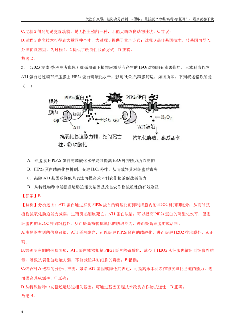 《必刷12基因工程（共50题）（解析版）_06-生物-高考总复习_专项复习_2024年_2024年新高考生物总复习高频考点必刷800题新教材_资料》第4页预览