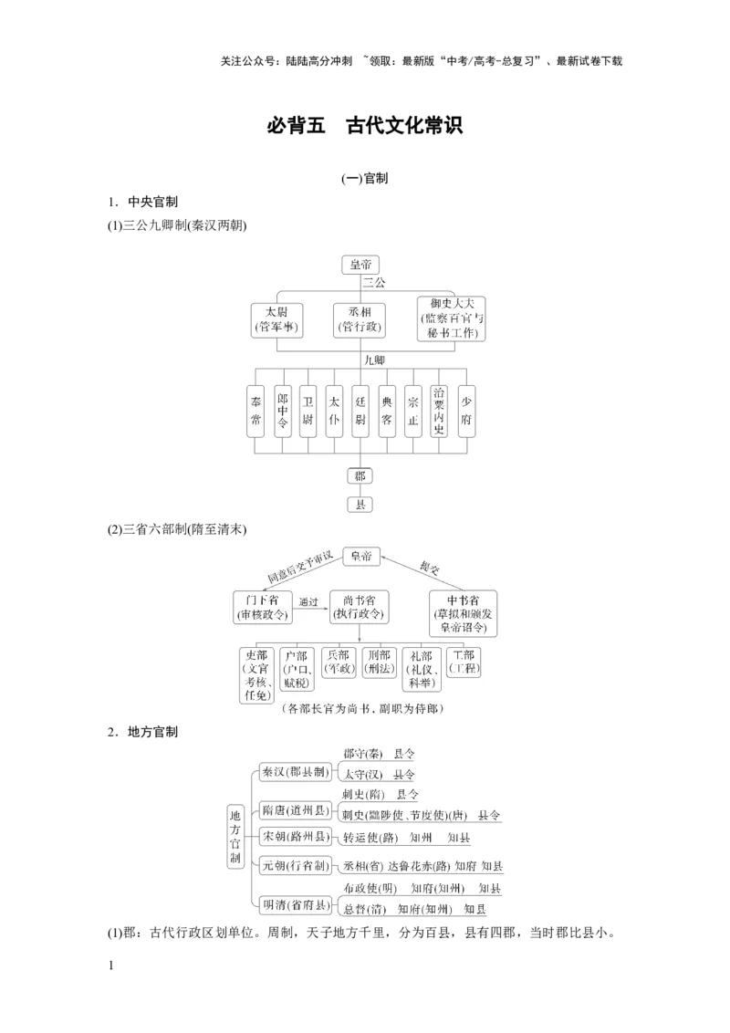 《必背五　古代文化常识_一轮复习_2025年_2025年大一轮复习讲义人教版语文_资料_1-资料_大一轮复习讲义学生专用_全书_高考必备》第1页预览