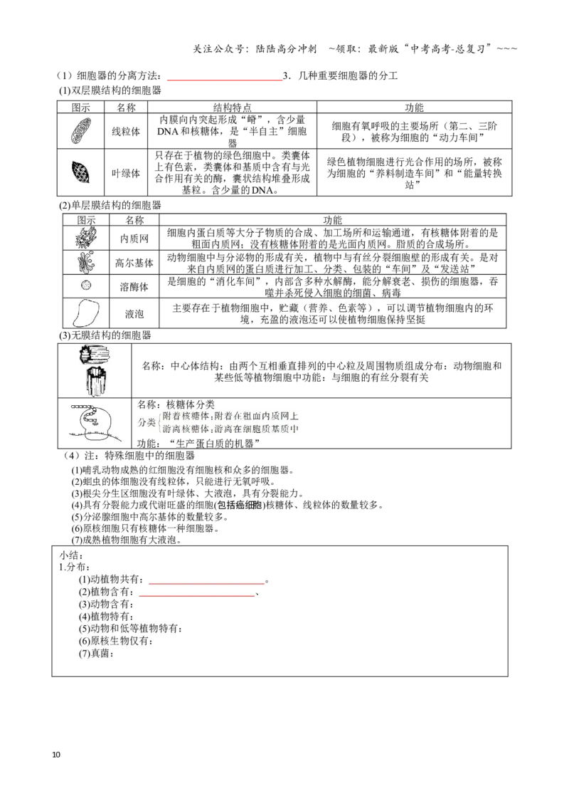 《抢分秘籍分子与细胞（回归教材知识清单）（学生版）_06-生物-高考总复习_专项复习_2026年-生物高考专项复习_2026年高考生物抢分秘籍（新高考专用）-G221_2026版》第10页预览