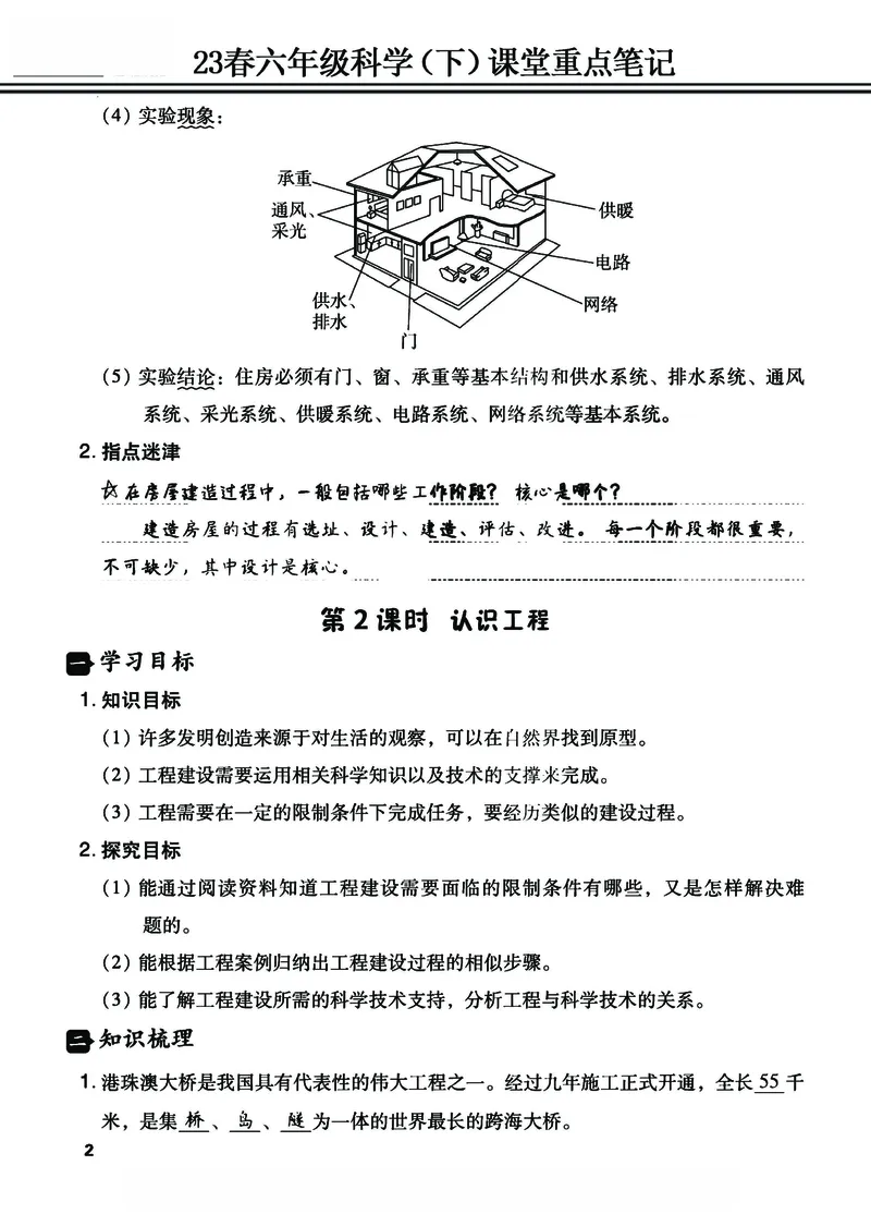 《23春六年级科学（下）课堂重点笔记_6年级下册同步教辅_6下-科学+道法》第2页预览