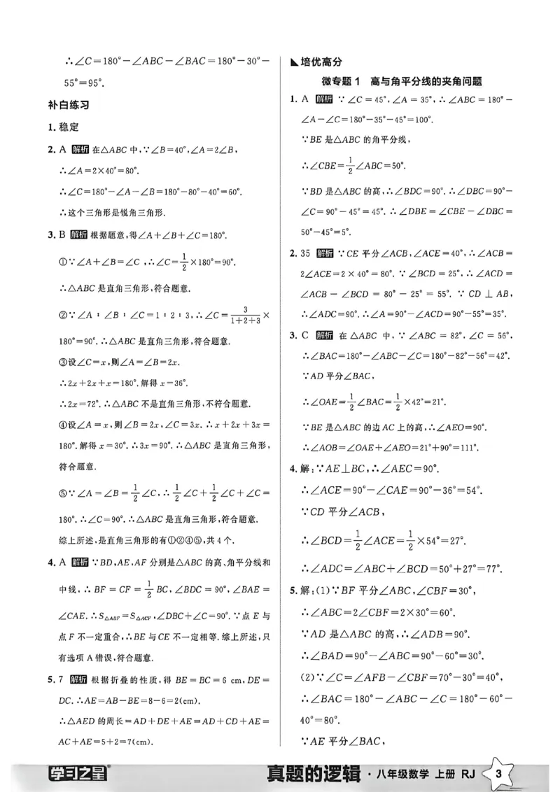 《专题卷答案A4_26秋小学初中各机构教辅大合集（一本、教材帮、阳光同学、王朝霞、实验班、小典中点、上分卷、白欧、课堂笔记等等）_26秋初中教辅资料_26秋《学习之星》系列_929》第5页预览