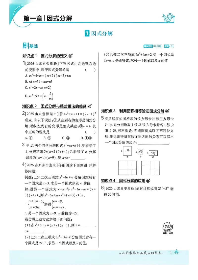 《八上数学必刷题_2027版初中《必刷题》8年级上册（数学）（鲁教版）》第9页预览