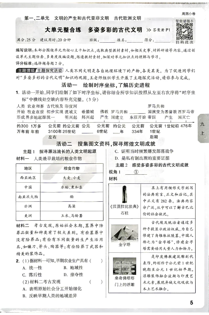 《2027《万唯中考•大小卷》历史9全周测小卷_26秋小学初中各机构教辅大合集（一本、教材帮、阳光同学、王朝霞、实验班、小典中点、上分卷、白欧、课堂笔记等等）_26秋初中教辅资料》第10页预览