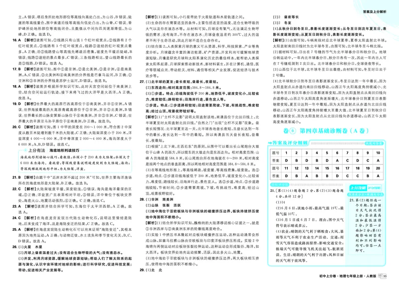 《第四章_2027版初中《必刷题上分卷》7年级上册（地理）（人教版）_答案》第1页预览