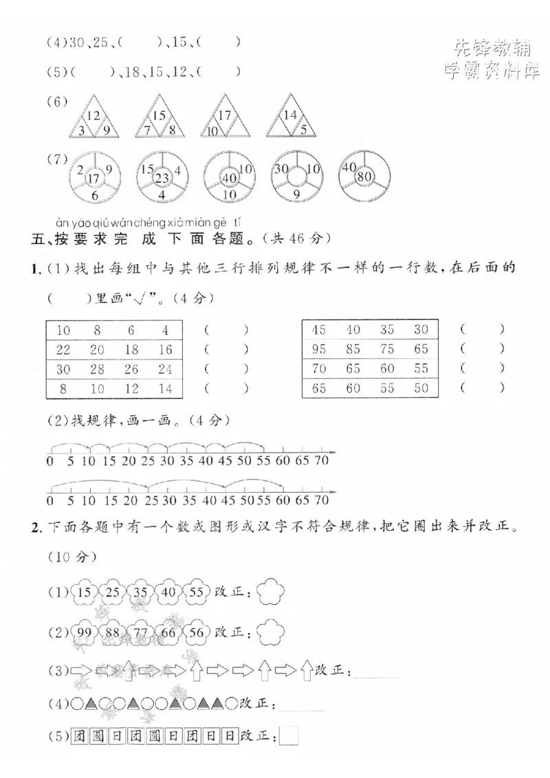 《2025青岛63一下数学找规律专项拔尖测试卷-SY(1)_1年级下册同步教辅_1下-数学_一下数学-单元+期中+期末试卷_数学-青岛63版资料》第3页预览