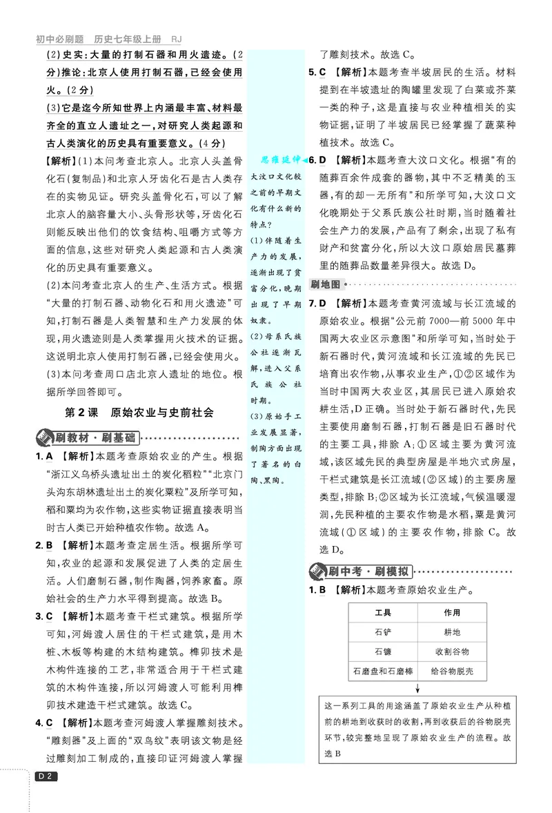 《2027《理想树•必刷题7上》历史答案_2027版初中《必刷题》7年级上册（历史）》第3页预览