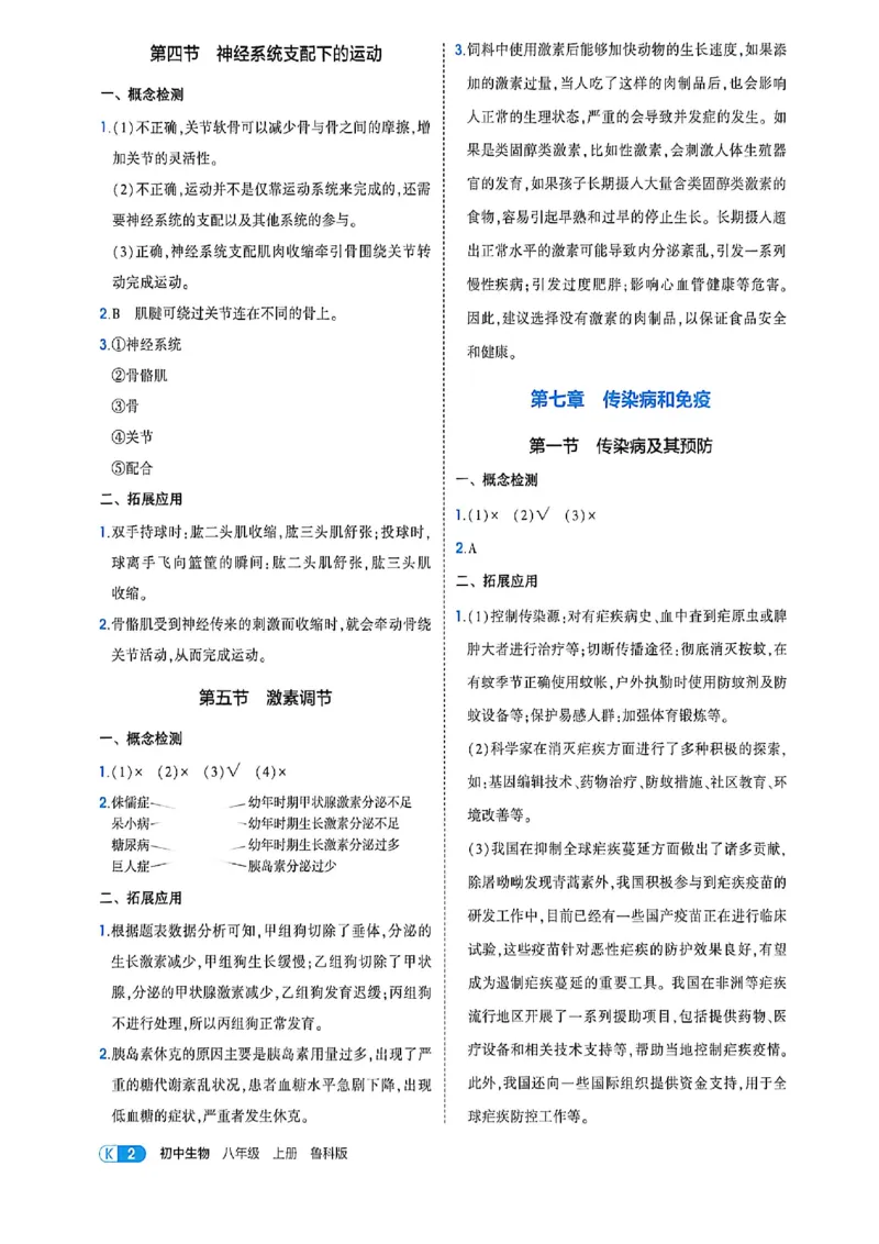 《八上生物答案加全解_2027版初中《53吃透重难点》8年级上册（生物）（鲁教）》第4页预览